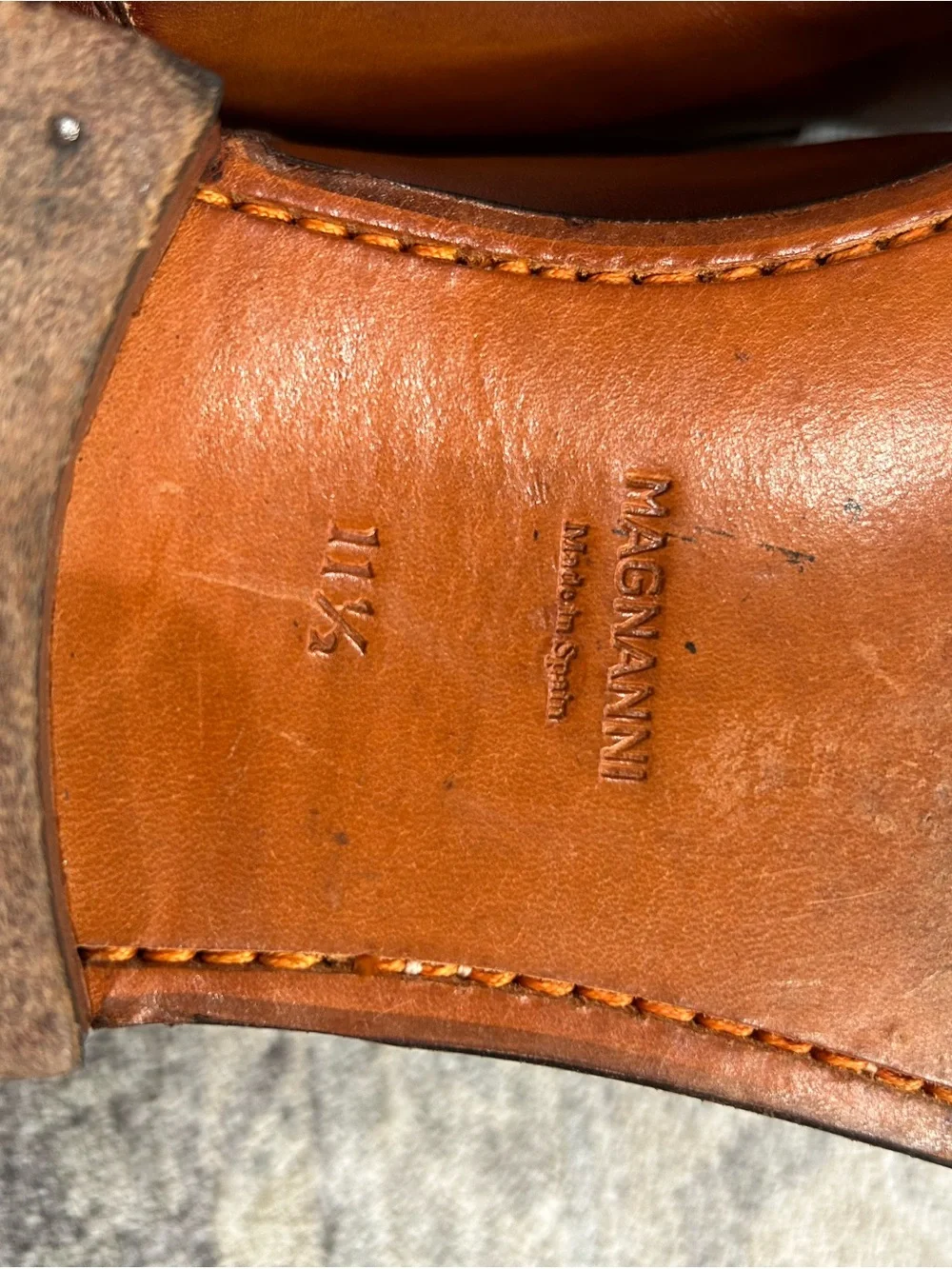 Magnanni Men’s 11.5M Leather Single Monk Strap Dress Shoes Cognac Brown